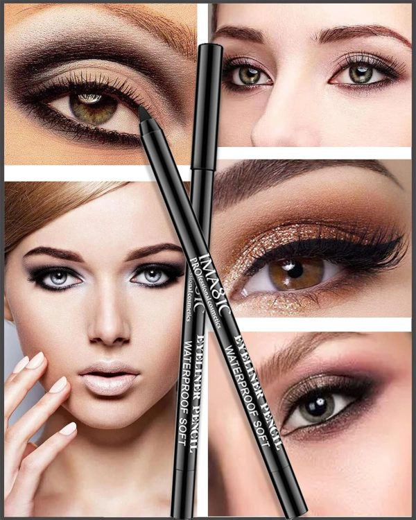 ⁦Khazna 1 Pcs Matte Black Waterproof Smudge proof Gel Eyeliner Pencil, Fade-Proof Cream Eye Liner Pencil Smooth Water Line Pencil,Cat Eye/Smoky Eye Makeup Pen with Sharpener,Gift for Older Women Teens⁩ - الصورة ⁦6⁩