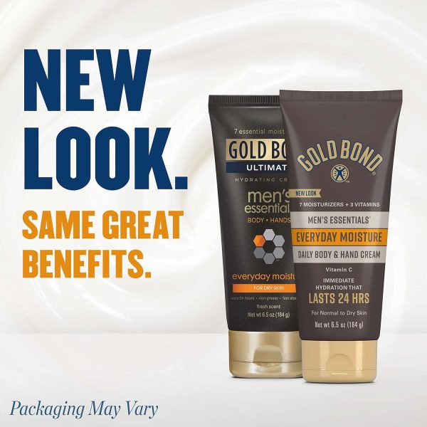 ⁦Gold Bond Men's Essentials Everyday Moisture Daily Body & Hand Cream, 6.5 oz., With Vitamin C⁩ - الصورة ⁦2⁩