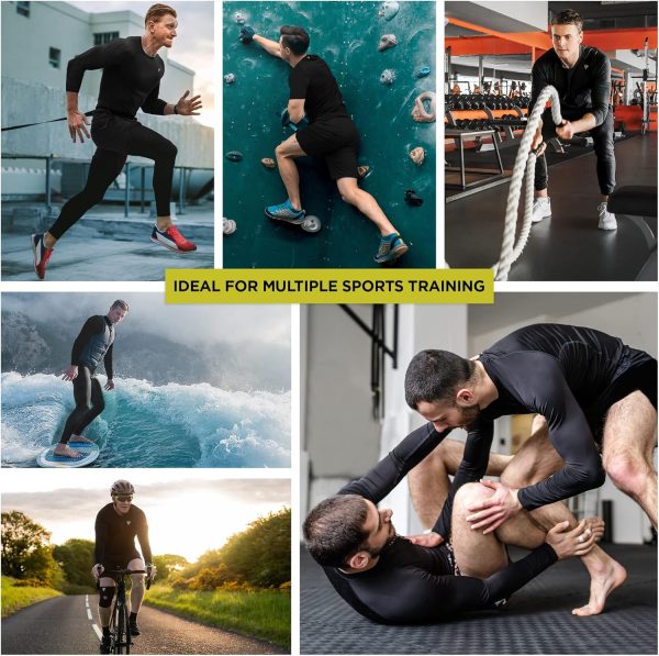 ⁦RDX Rash Guard MMA Compression Shirt, Tank Top Long Sleeve Half Sport Combat Tank Top for Surf, Training, Sparring, Running, Cycling, Sweat Martial Arts, Shirts, Swimming, Men's T-Shirt⁩ - الصورة ⁦5⁩