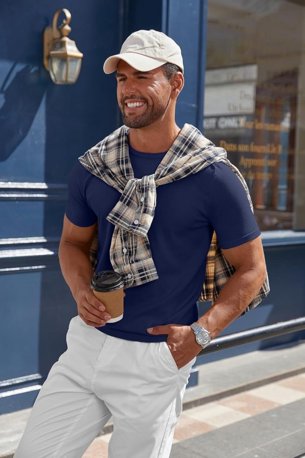 ⁦COOFANDY Mens Knit T-Shirts Casual Crewneck Short Sleeve Shirts Summer Tops Basic Pullover Tees⁩ - الصورة ⁦7⁩