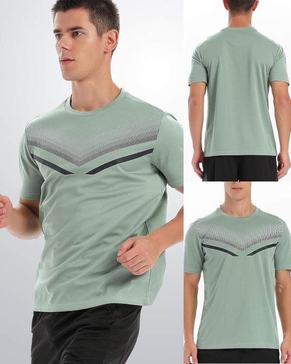 ⁦5 Pack Workout Shirts for Men Athletic Running Gym Quick Dry Short Sleeve Crew Neck T Shirts Tee Tops Bulk⁩ - الصورة ⁦3⁩