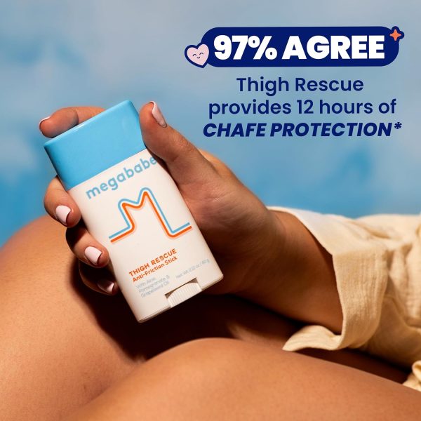 ⁦Megababe Thigh Rescue Anti-Chafe Stick | Prevents skin chafe & irritation | Thighs, arms, bra-lines & more | Vacation Summer Essentials | 2.12oz (Pack of 1)⁩ - الصورة ⁦3⁩