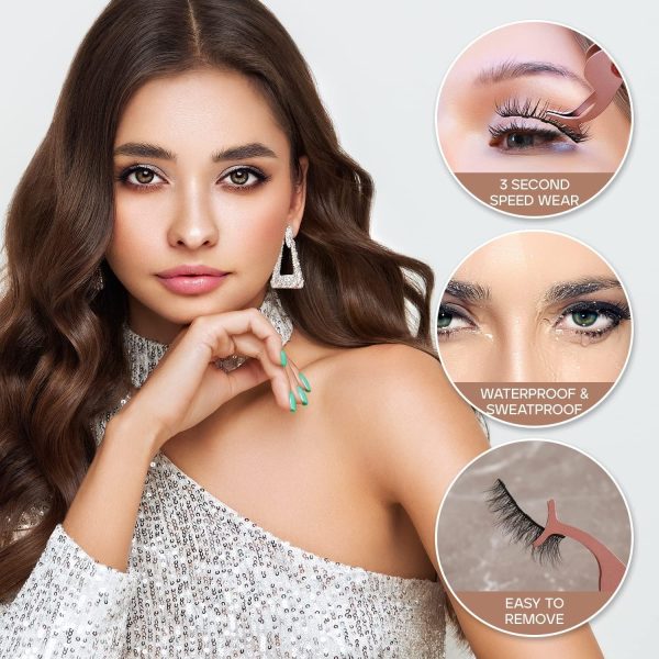 ⁦Hepiide 5 Pairs Self Adhesive Eyelashes: with Tweezers - No Glue Needed - Reusable Self Adhesive Eyelashes - False Eyelashes for Beginners (FZ5-06)⁩ - الصورة ⁦3⁩