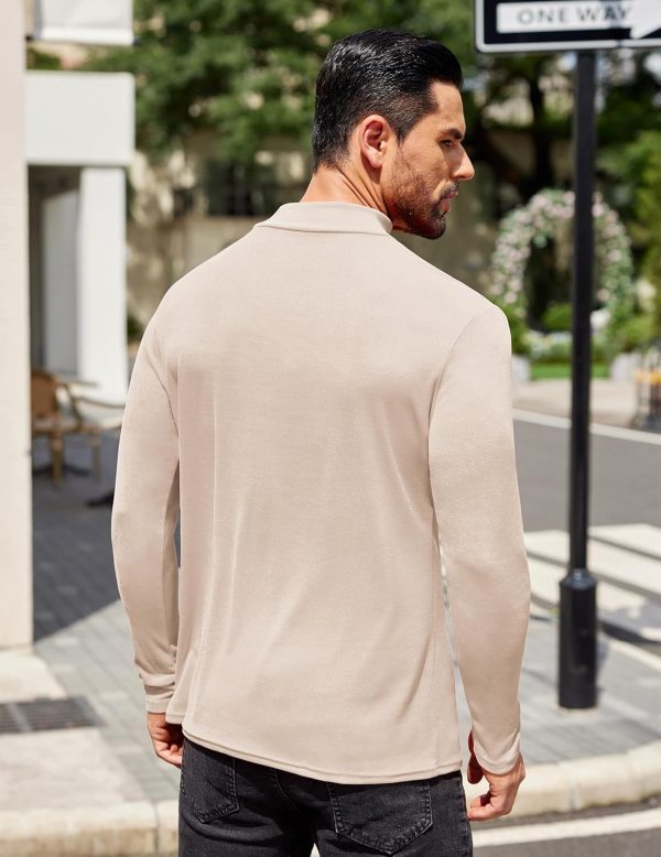 ⁦COOFANDY Mens Mock Turtleneck T-Shirts Long Sleeve Solid Color Tees Shirts Basic Casual Slim Fit Pullover T Shirts⁩ - الصورة ⁦3⁩