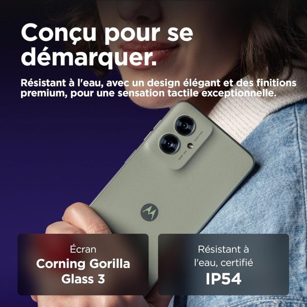 ⁦Motorola Moto G55 Dual-SIM 256GB ROM + 8GB RAM (GSM Only | No CDMA) Factory Unlocked 5G Smartphone (Smoky Green) - International Version⁩ - الصورة ⁦6⁩