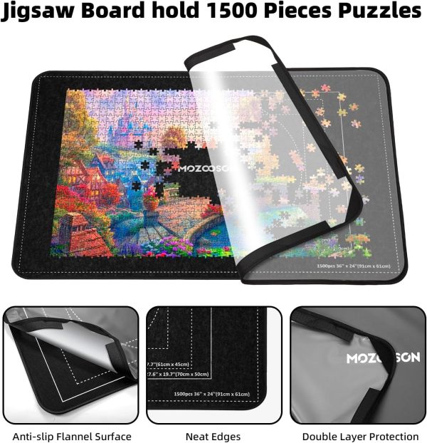 ⁦MOZOOSON Puzzle Board 1500 Pieces, Foldable Puzzle Board with 8 Sorters, Portable Puzzle Mat, Puzzle Storage, Jigsaw Accessories with Non-Slip Surface⁩ - الصورة ⁦6⁩