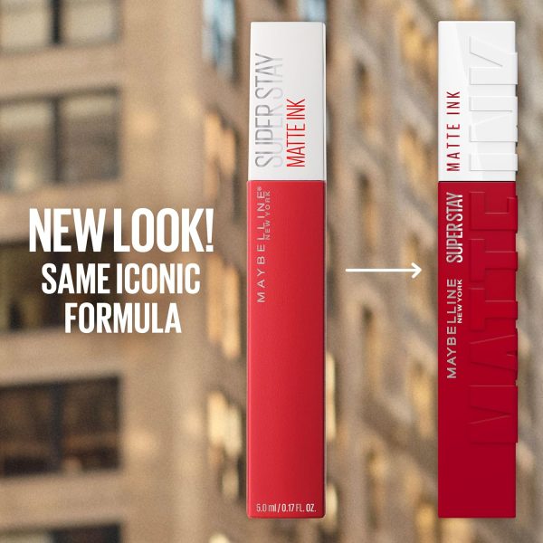 ⁦Maybelline Super Stay Matte Ink Liquid Lipstick Makeup, Long Lasting High Impact Color, Up to 16H Wear, Exhilarator, Ruby Red, 1 Count⁩ - الصورة ⁦3⁩