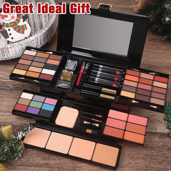 ⁦Professional Makeup Kit for Women Girls Full Kit with Mirror 58 Colors All in One Make up Gift Set Included Eyeshadow,Compact Powder,Blusher,Lipstick,Eyebrow Pencil,Gitter Gel,Eyeliner,Mascara (N)⁩ - الصورة ⁦8⁩