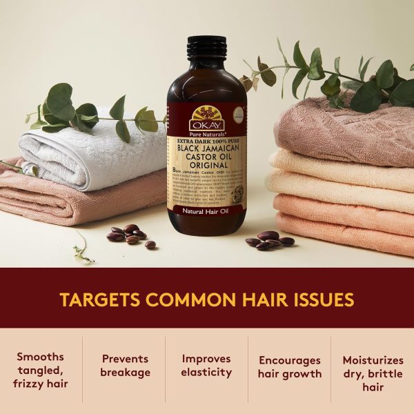 ⁦OKAY Pure Naturals XTRA DARK BLACK JAMAICAN CASTOR OIL 4oz / 118ml⁩ - الصورة ⁦6⁩