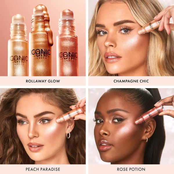 ⁦ICONIC London Rollaway Glow Highlighter Makeup, Champagne Chic, 8 ml⁩ - الصورة ⁦6⁩