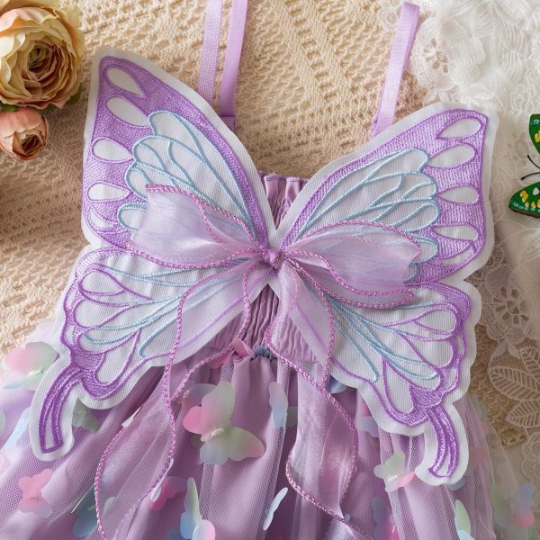 ⁦Toddler Girl Fairy Butterfly Tulle Dress with Sequins—Princess Style, Sparkly Costume for Birthday, Holiday, or Daily Wear, Suitable for Little Girls⁩ - الصورة ⁦5⁩