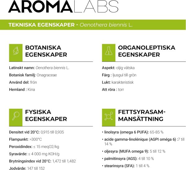 ⁦Aroma Labs ORGANIC - EVENING PRIMROSE Oil - 250mL - 100% Pure, Natural, Cold Pressed and AB Certified - (French Brand)⁩ - الصورة ⁦3⁩