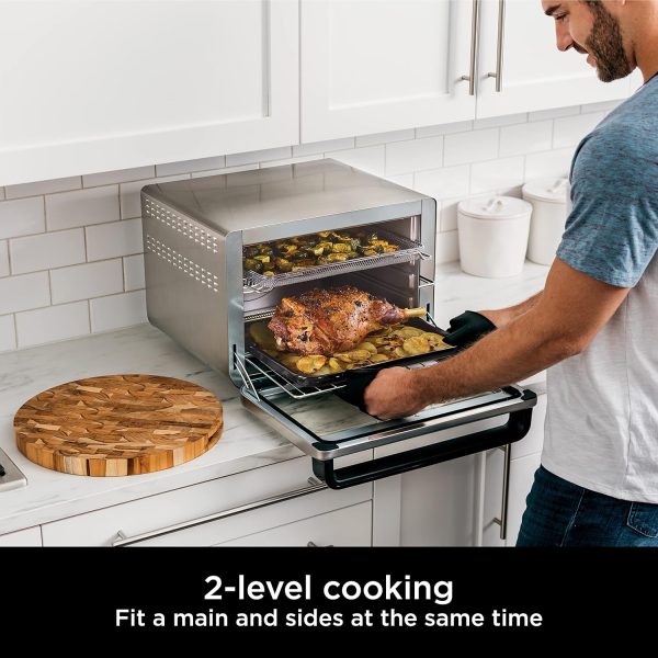 ⁦Ninja Foodi 10-in-1 Multifunction Oven, Fast Mini Oven, Countertop Oven, 10 Cooking Functions, Air Fry, Pizza, Grill, Roast, Bake, Toast, Bagel & more, Make Family-Size Meals, Silver/Black DT200UK⁩ - الصورة ⁦3⁩