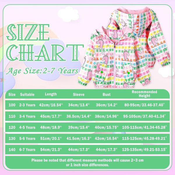 ⁦Baogaier Jacket Girls Hooded Outwear Windproof Toddler Long Sleeve Coat Kids Sunscreen Clothes Girl Outfits Zip Up Lightweight Soft Thin Age 2-7 Years⁩ - الصورة ⁦6⁩