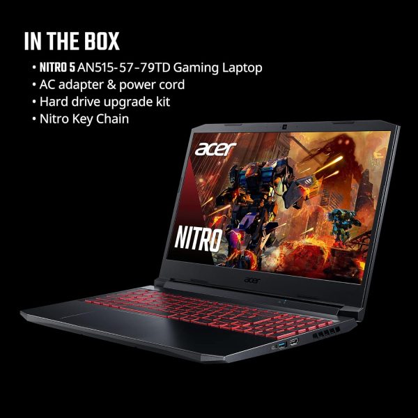 ⁦Acer Nitro 5 AN515-57-79TD Gaming Laptop|Intel Core i7-11800H|NVIDIA GeForce RTX 3050 Ti Laptop GPU|15.6" FHD 144Hz IPS Display|8GB DDR4|512GB NVMe SSD|Killer Wi-Fi 6|Backlit Keyboard,Black⁩ - الصورة ⁦11⁩