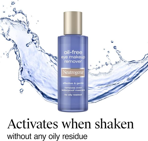 ⁦Neutrogena Gentle Oil-Free Eye Makeup Remover & Cleanser for Sensitive Eyes, Non-Greasy Makeup Remover, Waterproof Mascara Remover, Dermatologist & Ophthalmologist Tested, 5.5 fl. oz⁩ - الصورة ⁦6⁩
