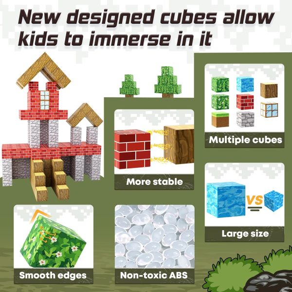 ⁦Toylogy 100PCS Magnetic Blocks-Build Mine Magnet World Set for Boys & Girls Age 3-5 6-8, STEM Sensory Toys for Toddlers Gifts for 3+ Years Old Girls Boys, Classroom Must Haves Construction Toys⁩ - الصورة ⁦5⁩