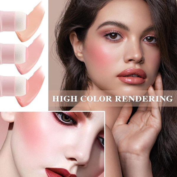 ⁦Azonee 3 PCS Cream Blush Stick with Brush, 3-in-1 Cheek Blush & Lip Tint & Eyeshadow Moisturizing Lightweight Multi-Stick Blush, Cream Contour Stick, Natural And Long-Lasting, Waterproof⁩ - الصورة ⁦2⁩
