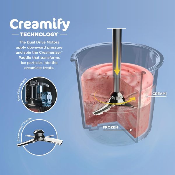 ⁦Ninja NC301 CREAMi Ice Cream Maker, for Gelato, Mix-ins, Milkshakes, Sorbet, Smoothie Bowls & More, 7 One-Touch Programs, with (2) Pint Containers & Lids, Compact Size, Perfect for Kids, Silver⁩ - الصورة ⁦3⁩