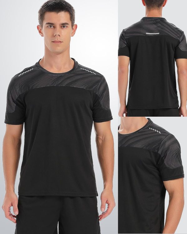 ⁦5 Pack Workout Shirts for Men Athletic Running Gym Quick Dry Short Sleeve Crew Neck T Shirts Tee Tops Bulk⁩ - الصورة ⁦6⁩
