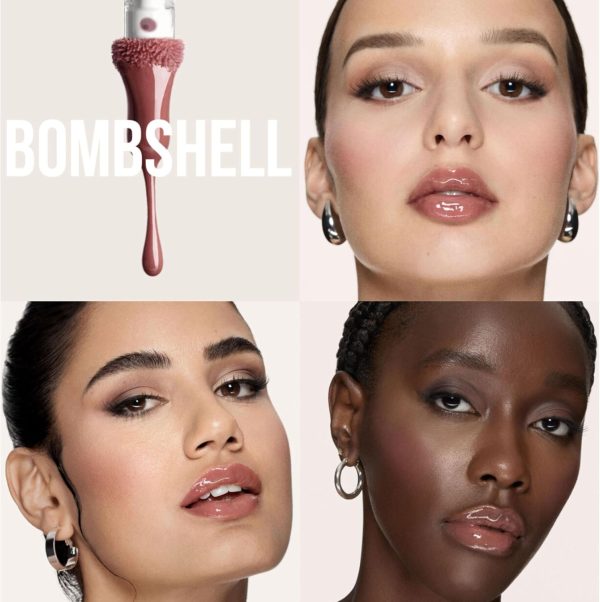 ⁦HUDA BEAUTY Faux Filler Shiny Non-Sticky Lip Gloss Bombshell - Pinky Brown 0.13FL.OZ / 3.9ml⁩ - الصورة ⁦3⁩
