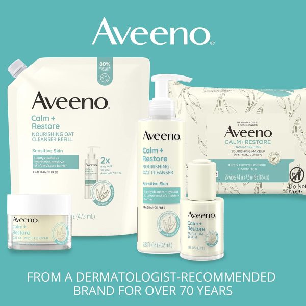 ⁦Aveeno Calm + Restore Redness Relief Moisturizing Cream, Daily Facial Cream for Sensitive Skin Instantly Calms & Soothes the Appearance of Redness, Fragrance-Free & Hypoallergenic, 1.7 oz⁩ - الصورة ⁦6⁩