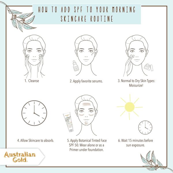 ⁦Australian Gold Botanical Sunscreen Tinted Face BB Cream SPF 50, 3 Ounce | Fair-Light | Broad Spectrum | Water Resistant | Vegan | Antioxidant Rich⁩ - الصورة ⁦6⁩
