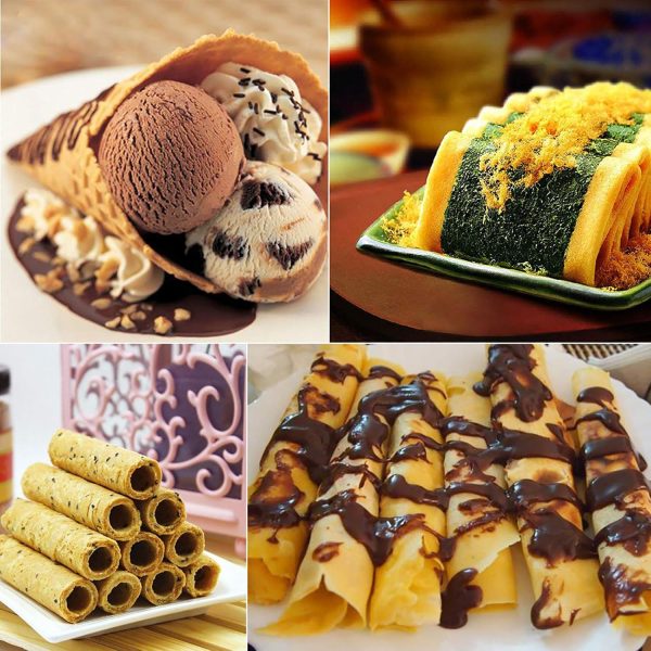 ⁦Waffle Cone Maker, Non-Slip Feet Egg Roll Baker, Easy Clean For Waffles Any Breakfast⁩ - الصورة ⁦2⁩