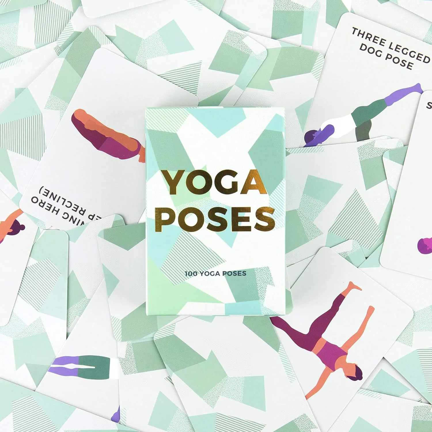 Gift Republic GR490055 100 Yoga Poses Cards, Green, one Size