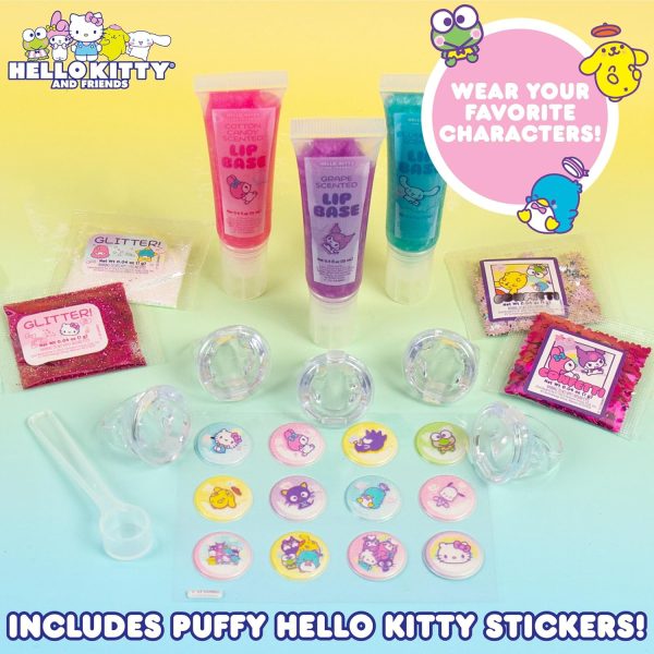⁦Hello Kitty Sanrio and Friends Shimmer Lip Gloss Making Kit, Makes 5 Glitter Lip Gloss Rings, DIY Lip Gloss Kit, Great Birthday Gift for Ages 6+⁩ - الصورة ⁦6⁩