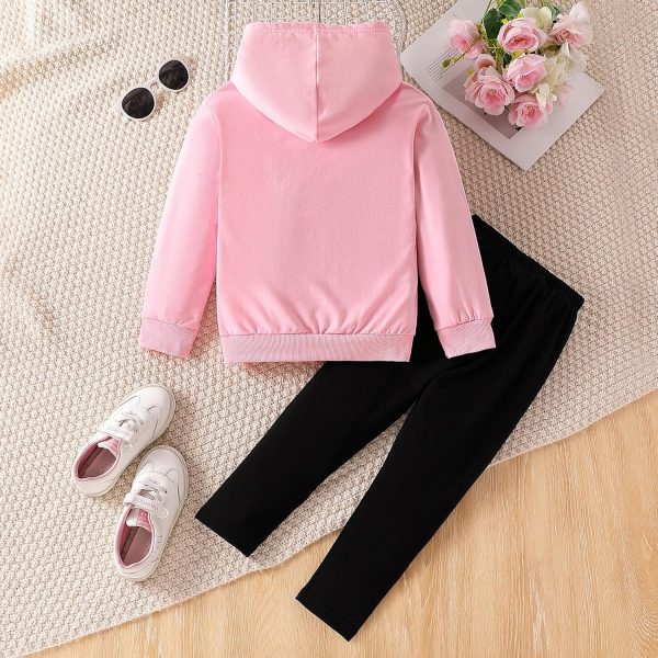 ⁦Kid Toddler Girls Clothes Cartoon Pattern Print Sweatshirt Hoodie Sports Pants 2PC Girl Fall Winter Clothing Set⁩ - الصورة ⁦7⁩