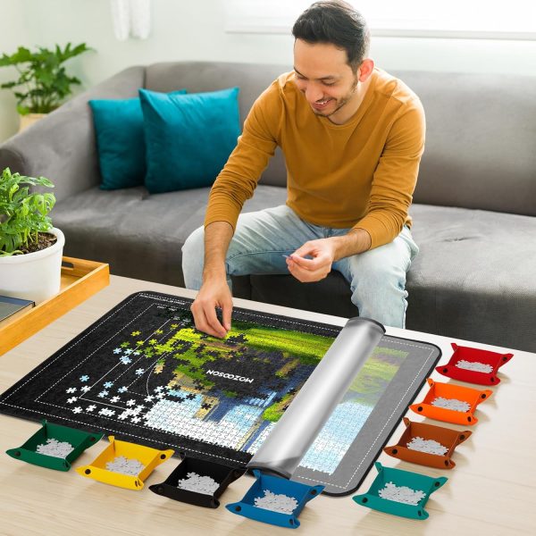 ⁦MOZOOSON Puzzle Board 1500 Pieces, Foldable Puzzle Board with 8 Sorters, Portable Puzzle Mat, Puzzle Storage, Jigsaw Accessories with Non-Slip Surface⁩ - الصورة ⁦4⁩