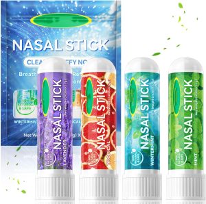 4 Pack Nasal Stick, Naturals Nasal Inhaler Pen, Scented Sticks for Essential Oils, Quick Help of a Blocked Nose, Improves Breathing and Increases Focus