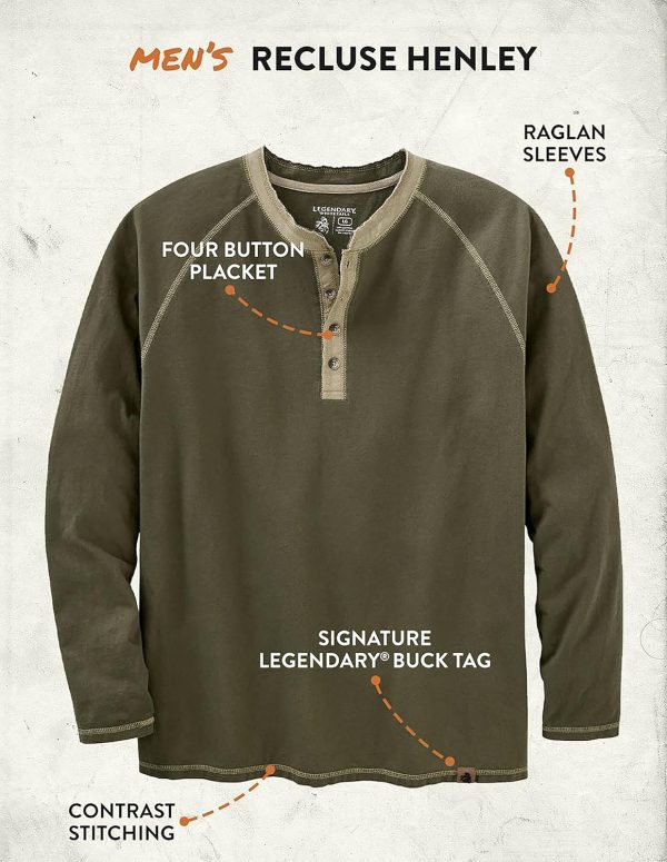 ⁦Legendary Whitetails mens Recluse Henley Long Sleeve⁩ - الصورة ⁦2⁩