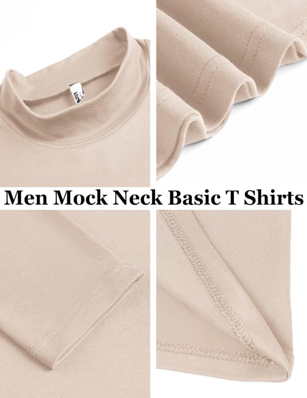 ⁦COOFANDY Mens Mock Turtleneck T-Shirts Long Sleeve Solid Color Tees Shirts Basic Casual Slim Fit Pullover T Shirts⁩ - الصورة ⁦4⁩