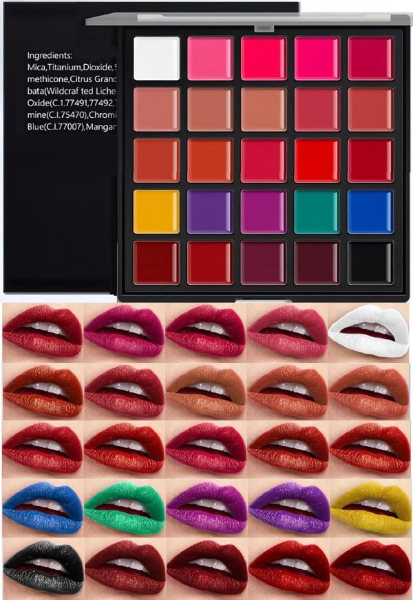 ⁦YARLADY 25 color Lipstick Lip Gloss Palette 24H Long-lasting moisturizing Waterproof matte Lip Palette Makeup,Pigmented Festival Halloween Body Face Paint Matte Lipstick Set⁩ - الصورة ⁦7⁩