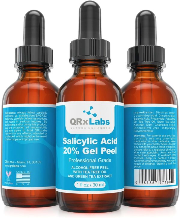 ⁦QRxLabs Alcohol-free Salicylic Acid Gel Peel with Tee Tree Oil & Extract (1fl. oz)⁩ - الصورة ⁦6⁩
