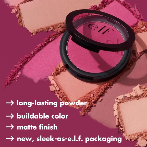 ⁦e.l.f. Primer-Infused Blush, Long-Wear, Matte, Bold, Lightweight, Blends Easily, Contours Cheeks, Always Rosy, All-Day Wear, 0.35 Oz⁩ - الصورة ⁦4⁩