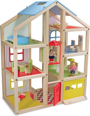 Melissa & Doug 12462 Wooden Hi-Rise Dollhouse | Dollhouses & Dolls | Pretent Play | 3+ | Gift for Boy or Girl, 63.5 cm*14.478 cm*63.5 cm