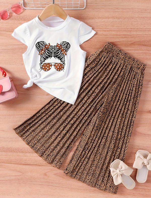 ⁦SEAUR Girls 2 Piece Outfits Kids Clothes Cute Cool Children Crop Tops Pants Summer Clothing Sets 3-14 Yeras⁩ - الصورة ⁦3⁩