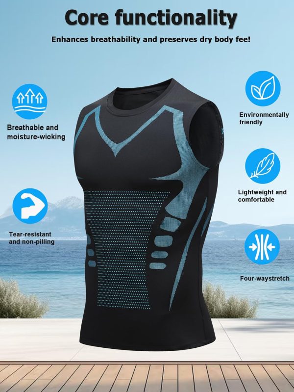 ⁦Mens Running Sport Tank Tops Dry Fit Gym Wicking Athletic Mesh Breathable Cool Workout Sleeveless Shirts Base Layer⁩ - الصورة ⁦3⁩