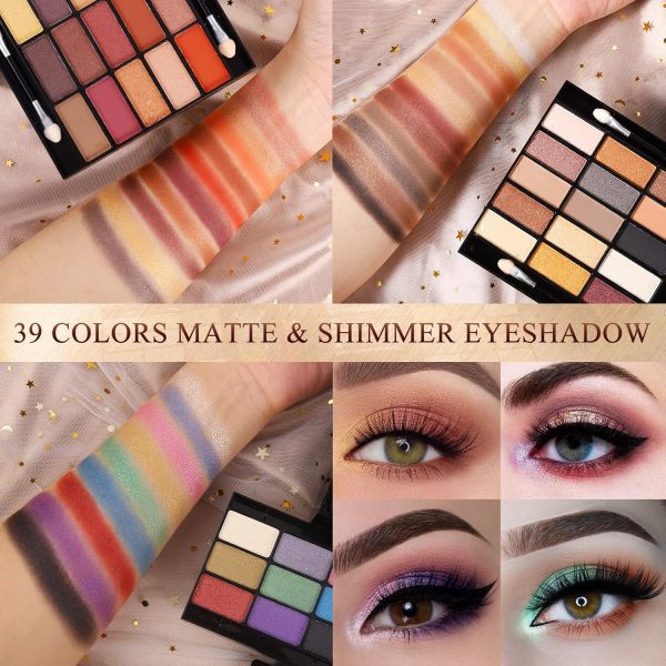 ⁦Professional Makeup Kit for Women Girls Full Kit with Mirror 58 Colors All in One Make up Gift Set Included Eyeshadow,Compact Powder,Blusher,Lipstick,Eyebrow Pencil,Gitter Gel,Eyeliner,Mascara (N)⁩ - الصورة ⁦3⁩