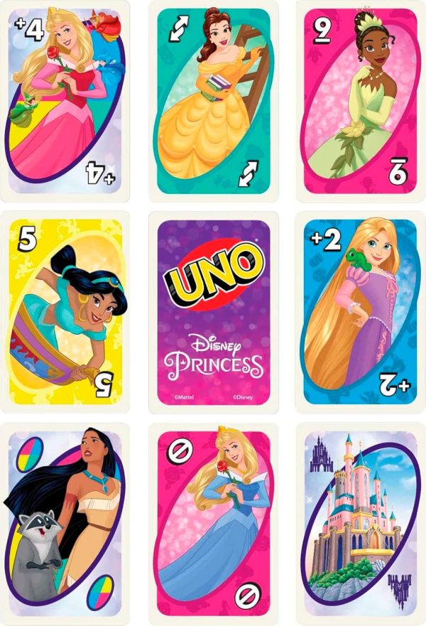 ⁦UNO® Disney Princesses Matching Card Game, 112 Cards for Players 7 Years Old & Up⁩ - الصورة ⁦4⁩