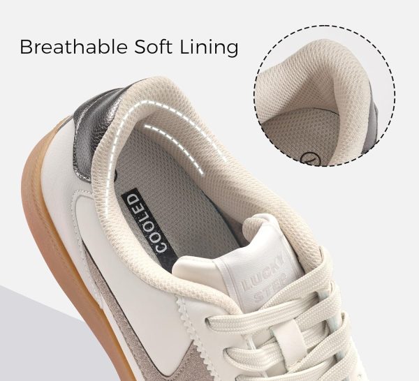 ⁦LUCKY STEP Women's Retro Fashion Sneakers Classic Casual Walking Shoes Non Slip Comfort Skate Shoes⁩ - الصورة ⁦4⁩