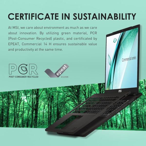 ⁦MSI Commercial 14 H Professional Laptop: 13th Gen Intel Core i7, 14” 60Hz Display, Intel Iris Xe, 16GB DDR4, 512GB NVMe SSD, Eco-Friendly, Fingerprint Reader, Win 11 Pro: A13MG vPro-009US⁩ - الصورة ⁦6⁩