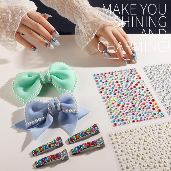 ⁦Paporich Self Adhesive Face Gems and Pearls for Makeup, Festival Jewels, Hair Gems, Rhinestone Stickers for Face, Eye, Makeup, Nail, Body, Crafts⁩ - الصورة ⁦4⁩