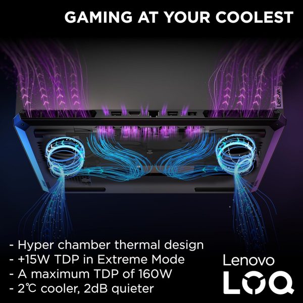 ⁦Lenovo LOQ 15IRX9 Intel Core i7-13650HX,NVIDIA GeForce RTX 3050 6GB GDDR6,12GB SO-DIMM DDR5-4800,1TB SSD M.2 2242 PCIe® 4.0x4 NVMe®,Luna Grey⁩ - الصورة ⁦6⁩