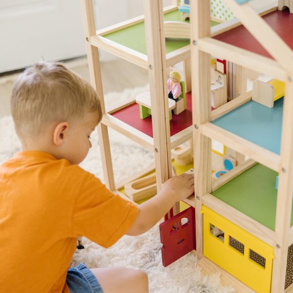 ⁦Melissa & Doug 12462 Wooden Hi-Rise Dollhouse | Dollhouses & Dolls | Pretent Play | 3+ | Gift for Boy or Girl, 63.5 cm*14.478 cm*63.5 cm⁩ - الصورة ⁦5⁩