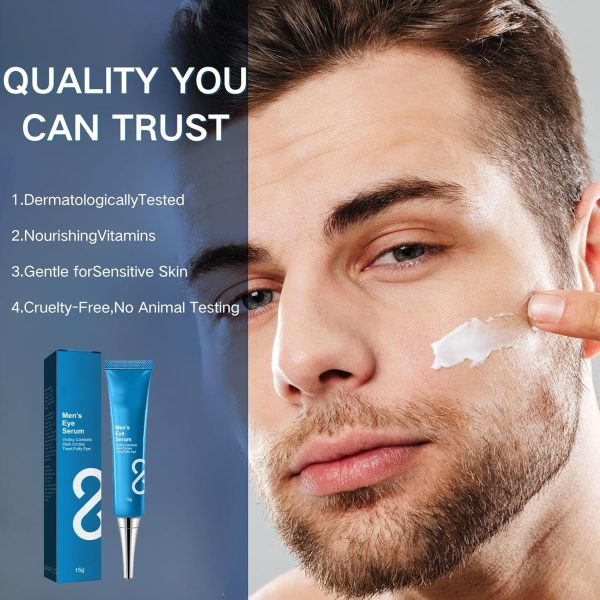 ⁦Azonee Eye Serum For Men, Caffeine Eye Cream for Instant Tightening, Lifting & Firming, Anti-Wrinkle Hyaluronic Acid Moisturizer, Kojic Acid Depuffing Eye Gel⁩ - الصورة ⁦4⁩
