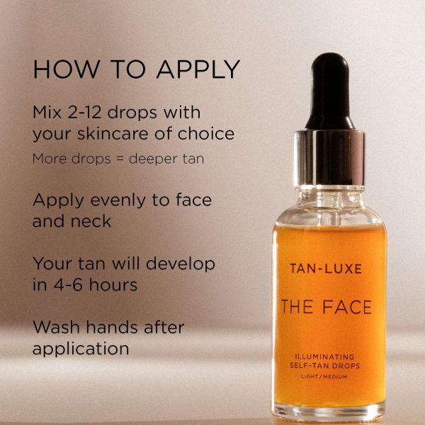 ⁦TAN-LUXE THE FACE Self Tan Drops, Medium/Dark (30 ml) Add Tanning Drops to Skin Care for Custom Face Tan, Cruelty Free & Vegan⁩ - الصورة ⁦4⁩